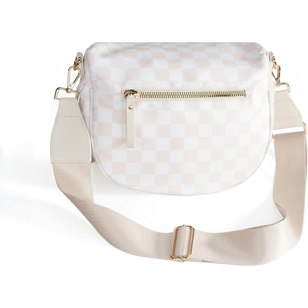 Checkered Nylon Crossbody Bag Large Capacity Women's Wallets Handbags - Picture 2 of 6
